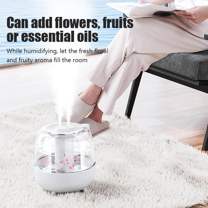 4L Large Capacity Dual Spray Humidifier Home Mute Bedroom Office Night Light Usb Humidifier with Nanofine Mist