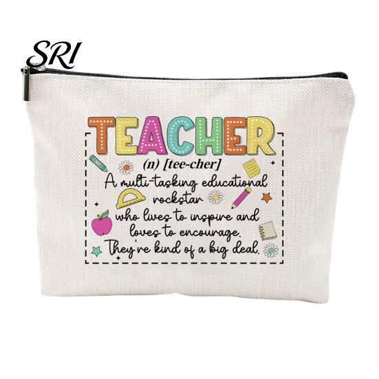 Travel Essentials Bag Cosmetic Teacher Theme Compact Toiletry Portable Zipper Close Storage for And Dressing Table Handbag Organizer