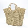 Neue handgewebte Tasche großes Fassungsvermögen Hand-Strohbeutel Freizeit-Urlaubsstil Strandtasche Ringgriff Tragetasche