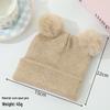 Core-Spun Yarn Double Pom-Pom Thick Knitted Hat for Autumn/Winter - Warm and Cute Style for Kids
