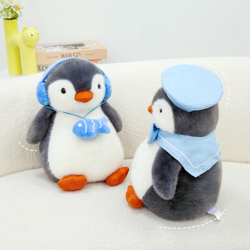 Navy Penguin Soothing Headphone Doll Plush Toy Muppet Cute Birthday Gift Children'S Simulation Cute Doll