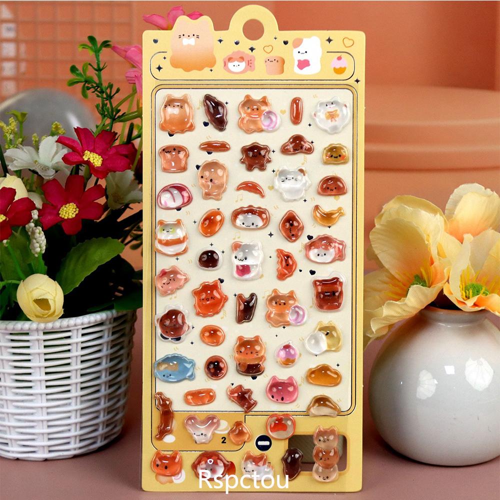 Cute Animal 3D Stickers Kawaii Cartoon Cat Bear Rabbit Sticker DIY Water Bottle Diary Phone Funny Decals Decor
