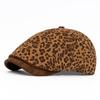 Vintage Leopard Print Forward Hat Women Beret Newsboy Hat Peaked Cap