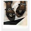 Round-toed Shoes Flat-bottomed Sandals with Diamond Buckles