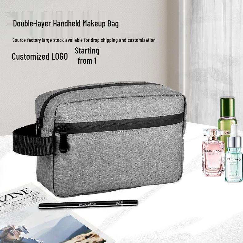 Korean Men's Double Layer Clutch: Handbag, Cosmetic Bag, Digital Gear Organizer, Travel First Aid & Toiletry Kit, Oxford Cloth Storage.