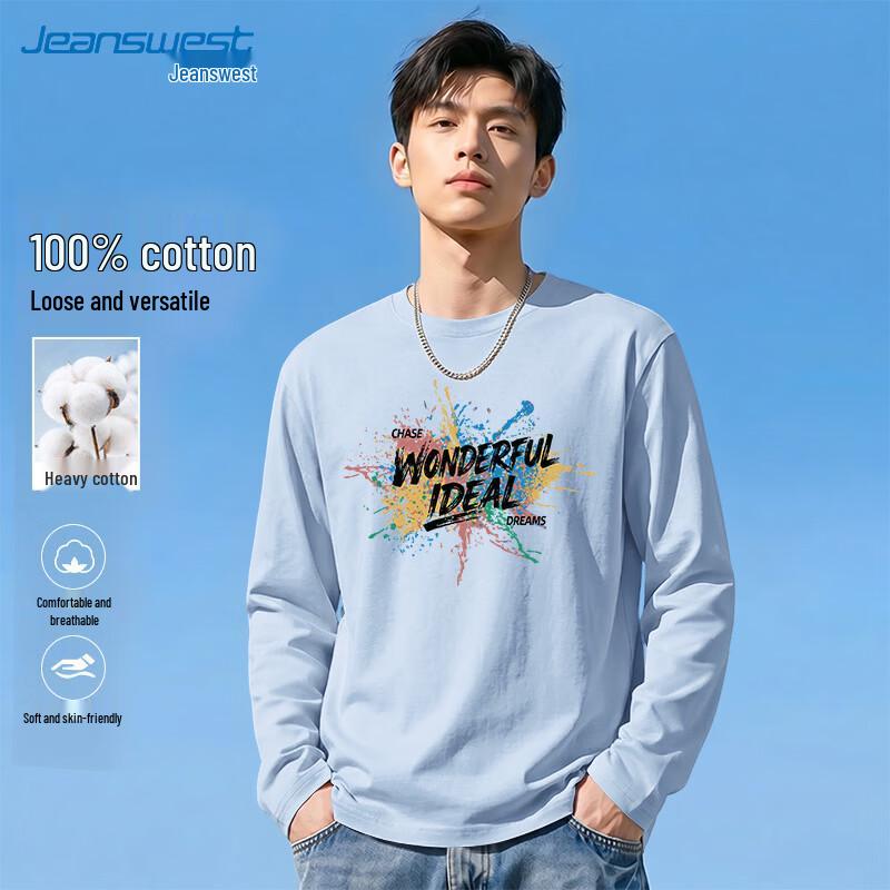 Jeanswest Men's Loose Fit Cotton Long Sleeve T-Shirt