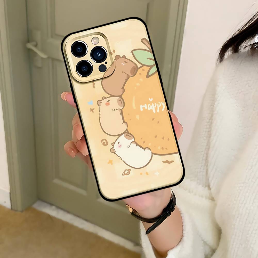 C-Cartoon-C-Cutes C-Capybara Handyhülle Schwarz Passend für iPhone 17,16,15,11,13,14 Pro Max,Plus,X,Xr,Xs Max,13Mini