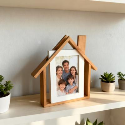 Cornice per Foto a Forma di Casa in Legno Fatta a Mano Cornice da Tavolo a Forma di Casa per Madre Nonna Bambini Famiglia Regalo di Matrimonio