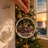 Vintage Christmas Party Supplies 250 Anniversary USA Sea Glass Ornament, 1776-2026 Patriotic Faux Crystal Holiday Season Ornament Clear Keepsake,