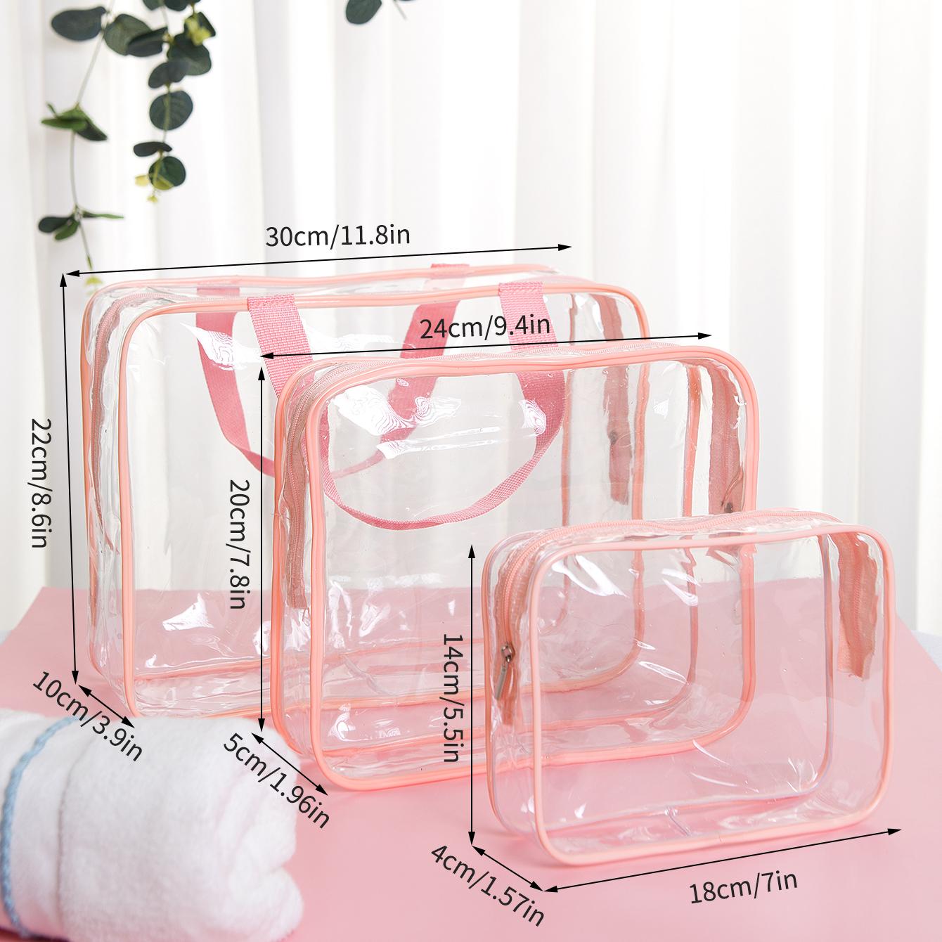

1pc Pvc Transparent Waterproof Portable Makeup Bag, Suitable For Business Trips, Toiletries, Cosmetics Storage S розовый