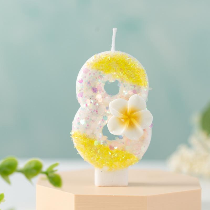 Creative Small Yellow Flower Numbers Birthday Candle Cake Party Decoration First Birthday Celebration