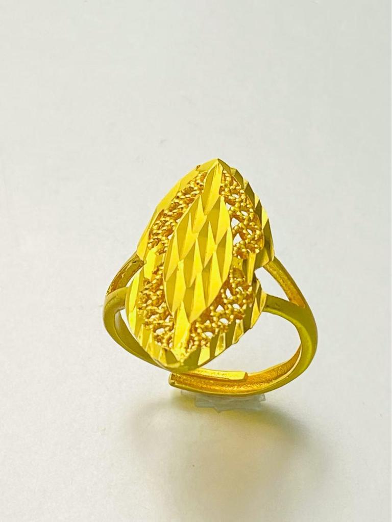 24K Gold Plated Adjustable Brass Ring - Personalized High-End Design