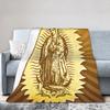 Our Lady of Guadalupe Mexican Virgin Mary Blanket Cover Flannel Christian Catholic Warm Throw Blankets for Bedroom Sofa Bed Rug