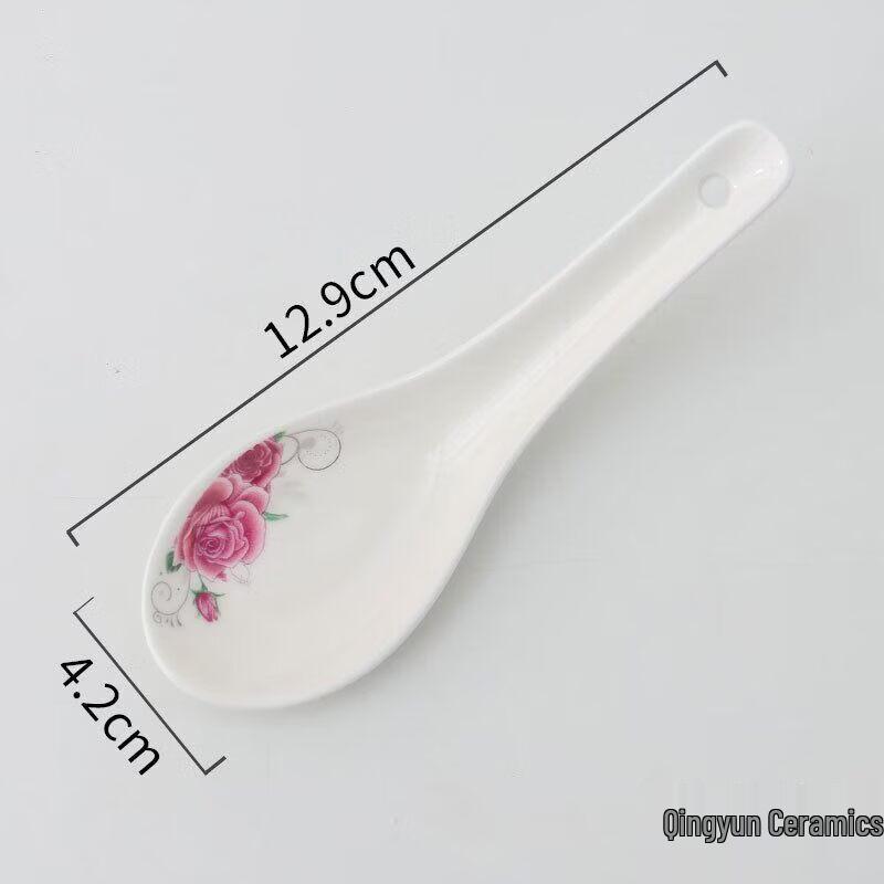 Pure White Ceramic Flat-Bottom Soup Spoon