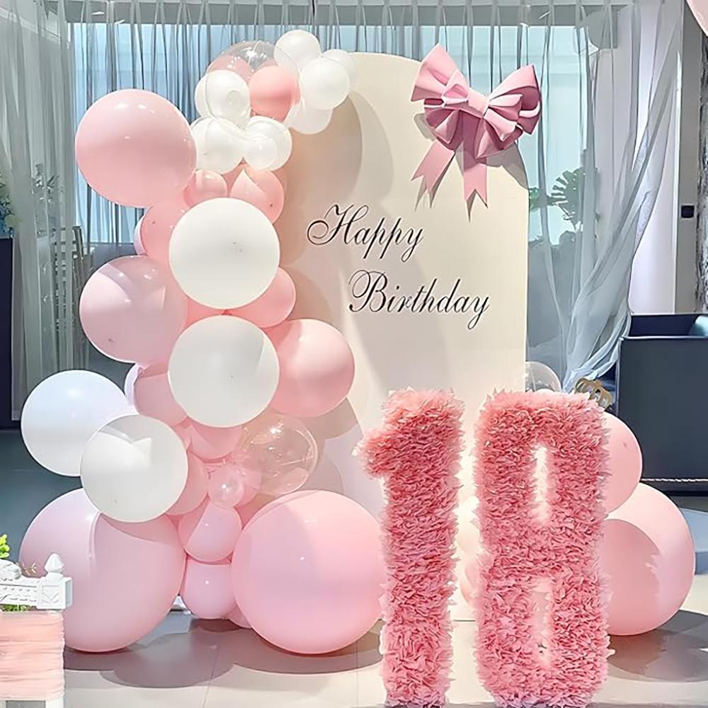 Pastel Pink Balloons Garland Baby Pink White Balloon Arch Kit Bear Theme Kid Birthday Party Baby Shower Gender Reveal Decoration