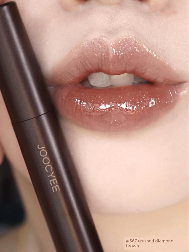 Spring New Color Joocyee Fermented Color Solid Lip Gloss Mirror Finish 568 Water-Gloss Lipstick Lip Glaze 1990 Vintage Brown