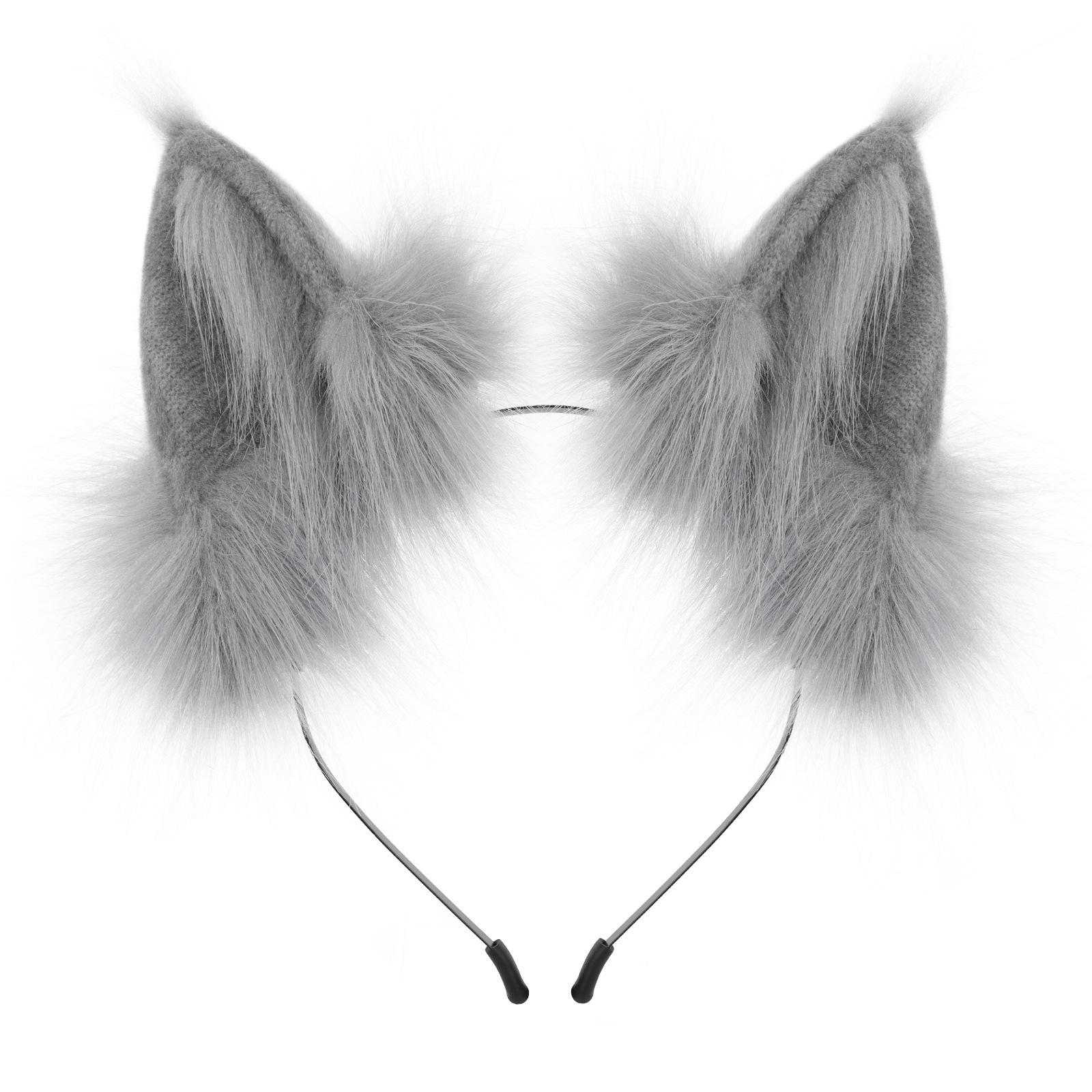 Grenzüberschreitende Katze & Fuchs Plüsch Cosplay Ohren – Halloween Haaraccessoires graue