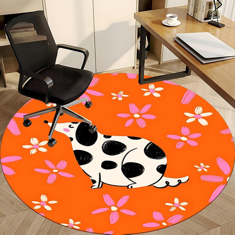 1pc Dalmatian, Floral Chair Carpet for Office Non Slip, Lightweight, Machine Washable Rug for Office Holiday Decor