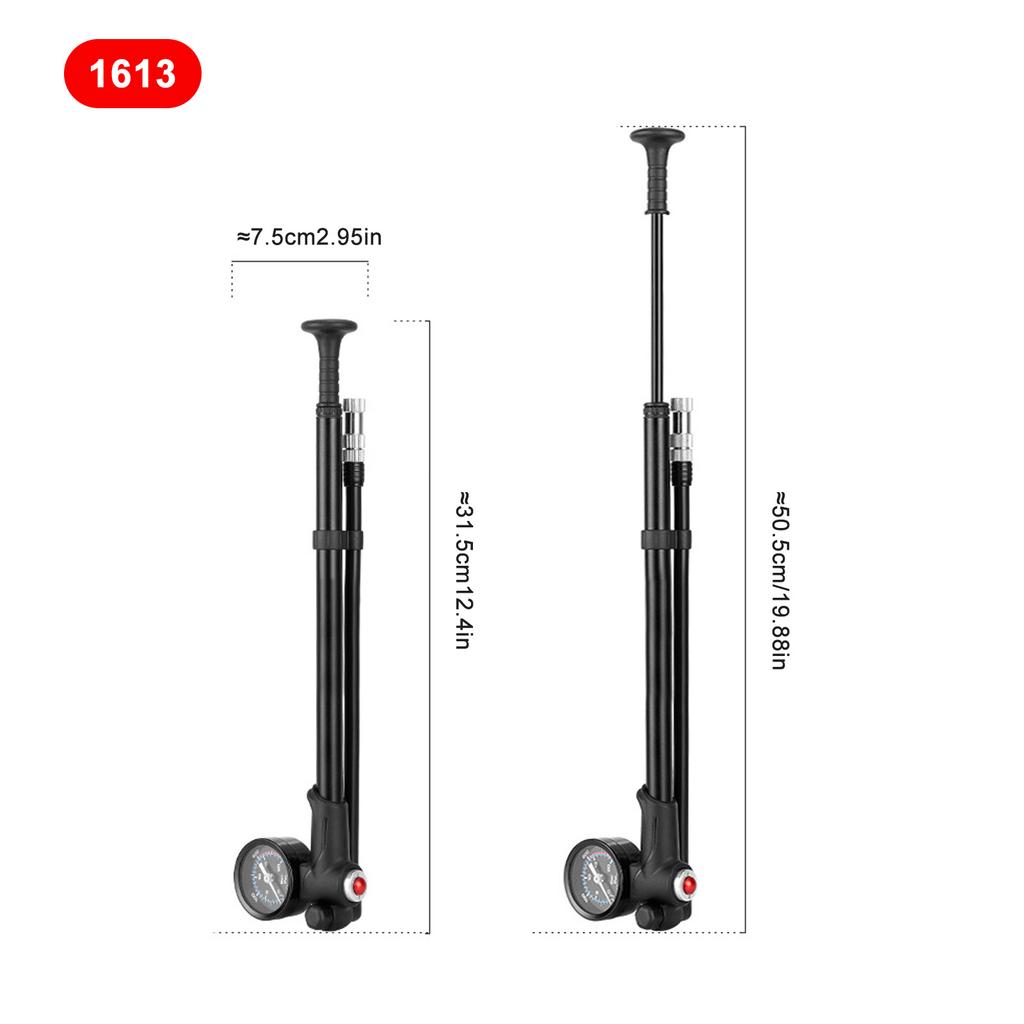 High Pressure Shock Pump for Road Mountain Bike 300PSI Air Pump with Gauge for Front Fork and Rear Suspension Small Pump