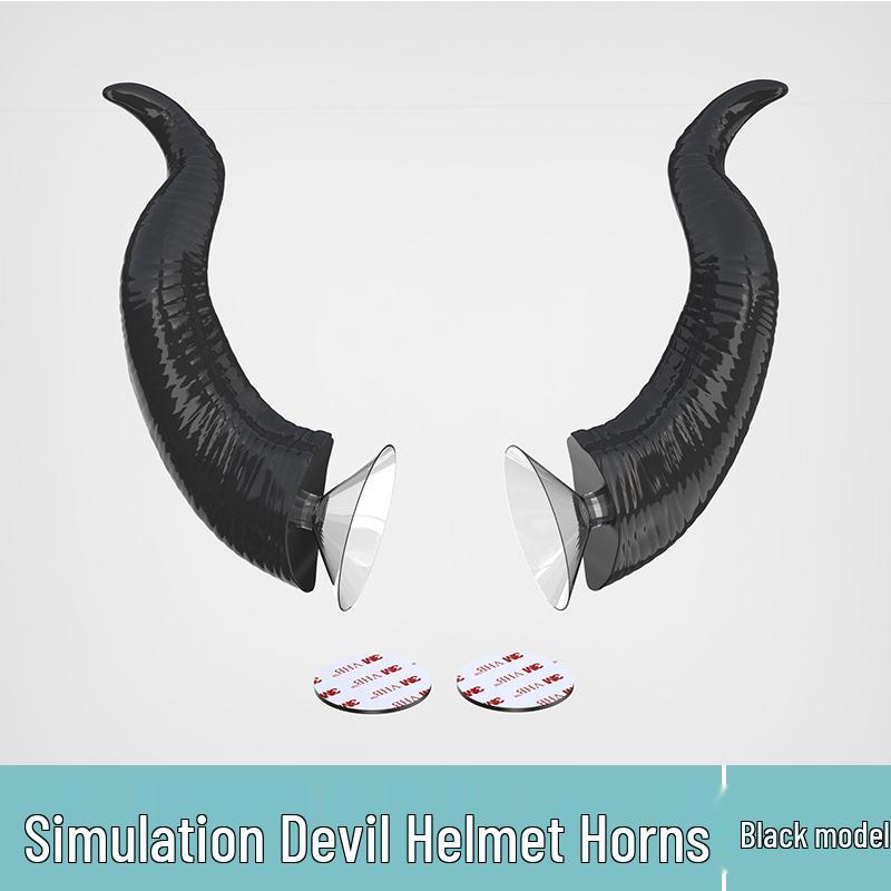 

Супер Крутой Шлем Демона-Быка с Рогами Дьявола - Забавная Мотоциклетная/Электровелосипедная Декорация на Присосках Бычьи Рога чёрный