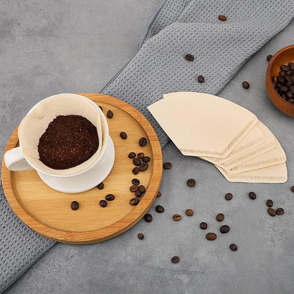 Coffee Filter Paper, Trapezoid, 1-2 Cup Capacity, 150 Sheets Per Pack (Pack of 3, 50 Sheets Per Pack), Disposable, Brown, for Coffee Drippers