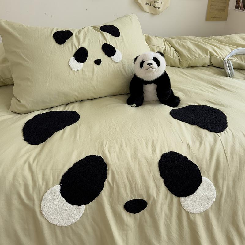 Sleeping grid A-class washed cotton towel embroidery four piece set