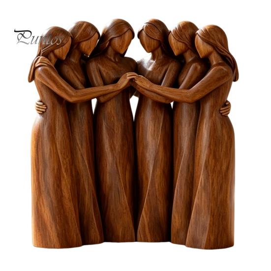 Creative Living Room Displays Sisterhood Wooden Figurine, Handcrafted Friendship Sculpture for Meaningful Keepsakes Bedroom Tabletop Ornament,