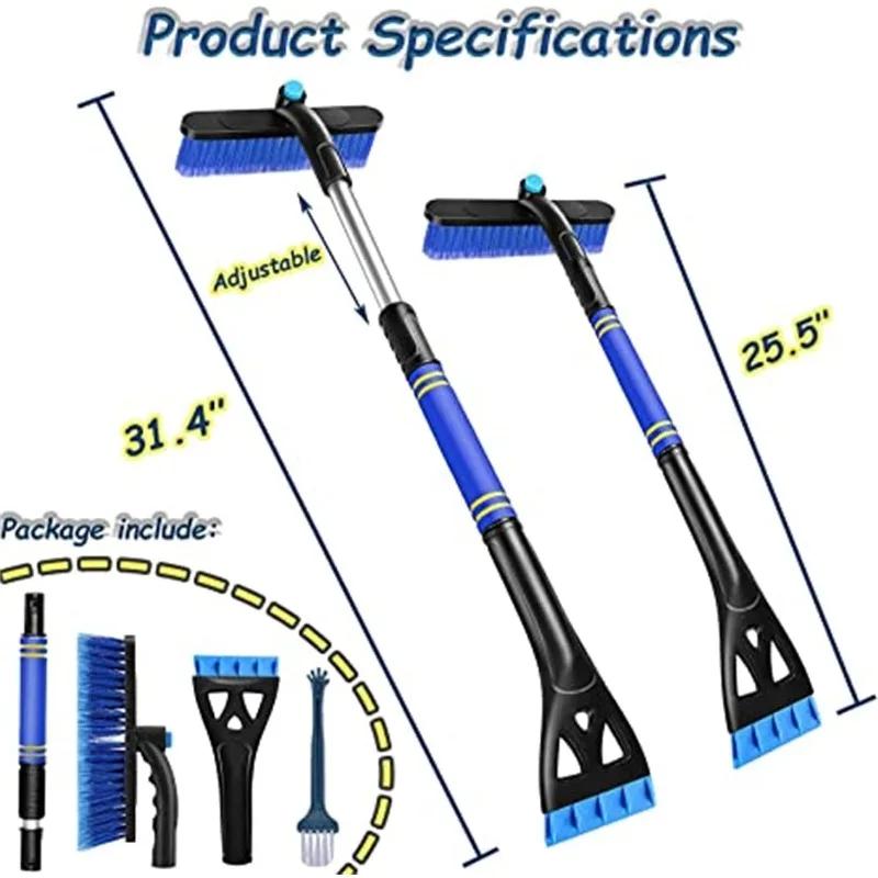 3 In 1 Detachable Car Snow Shovel Ice Scraper Car Snow Scraper and Brush Extendable with Foam Grip Perfect for Winter Defrosting