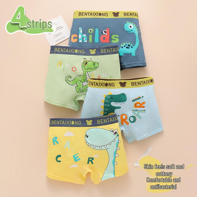 Boys' Pure Cotton Cartoon Boxer Briefs - Small, Medium, Large Sizes