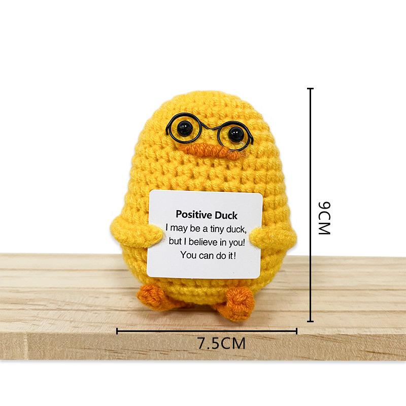 Cute Handwoven Positive Energy Duck Ornaments Handmade Crochet Plush WoolChick Duck Dolls Home Room Decor Christmas Party Gift