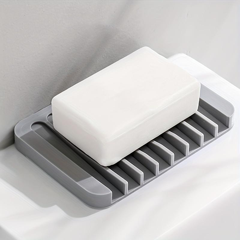 1 Pcs Self-Draining Soap Dish,Silicone Soap Holder,Multifunctional No-Punch Non-Slip Storage Rack Drain Mat for Bathroom Kitchen