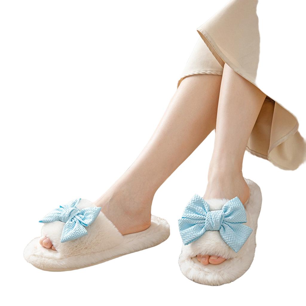 Women's Fuzzy Plush House Slippers with Design for Indoor Wear
