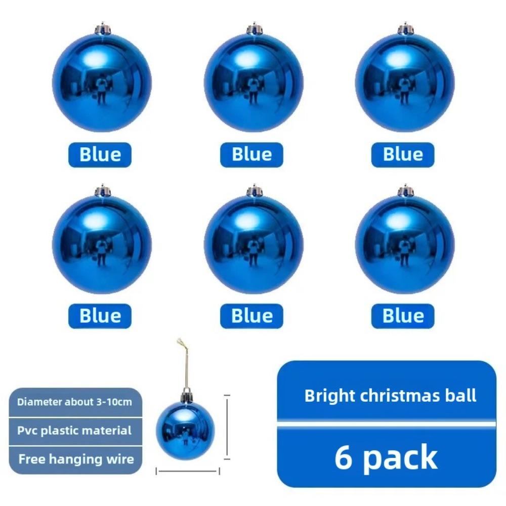 6PCS Durable Plastic Giant Christmas Ball 5 Colors Electroplating Christmas Lion Tiger Ball 6cm 8cm Xmas Baubles Showcase