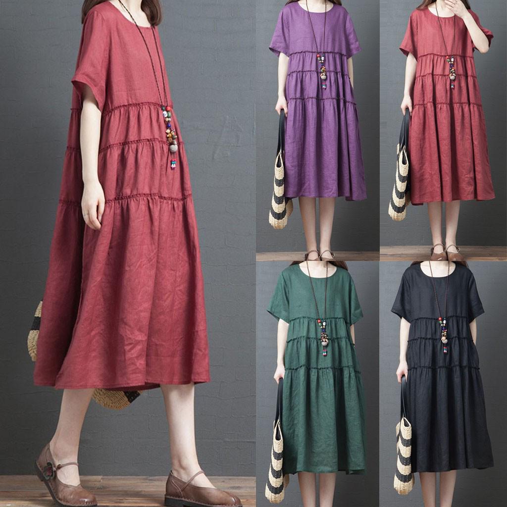 

Модные женщины больших размеров солидная леди элегантное свободное большое повседневное платье