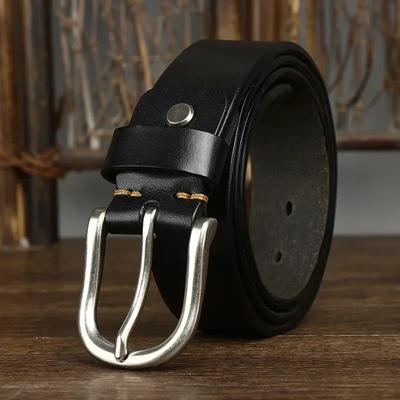 3,7 cm silný hovězí pravá kůže ležérní džínový kovbojský pásek muži kolíčková přezka vysoká kvalita retro luxusní značkový pánský pásek Cintos