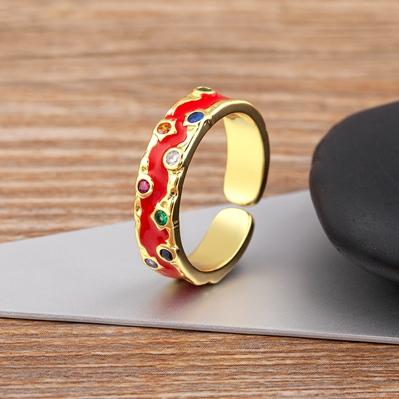 Nidin Heißer Verkauf 6 Farben Kupfer Inlay Zirkon Charme Offene Ringe Verstellbar Für Frauen Männer Verlobung Hochzeitsfeier Finger Schmuck