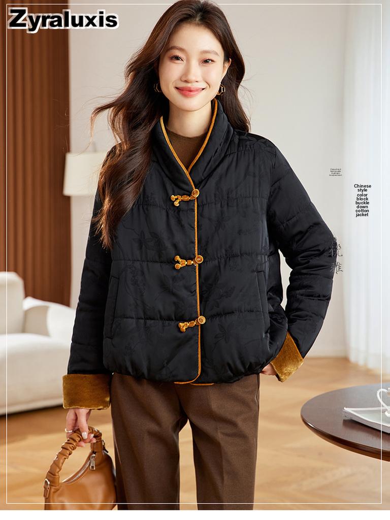 Winter Single Button Pouch Quilted Velvet Down Cotton Jacket Thick Velvet Outerwear