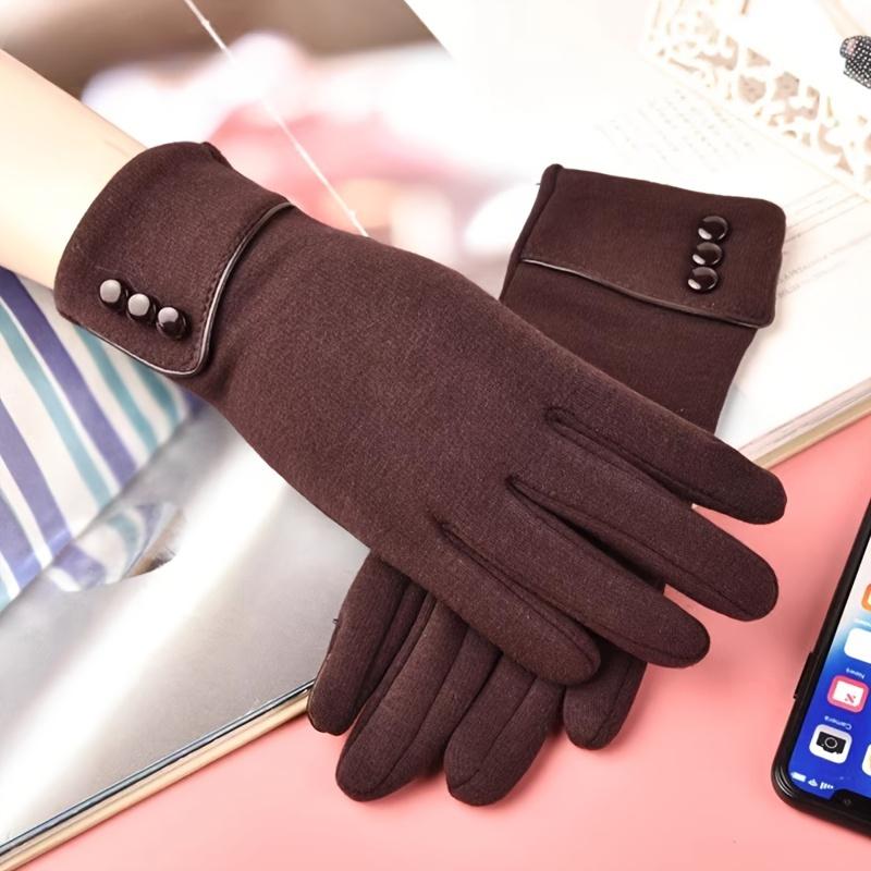 Warm & Windproof  Women's Thermal Handwear for Hiking & Recreation - Fleece-Lined Polyester Gloves with Knit Fabric, Hand Wash Only