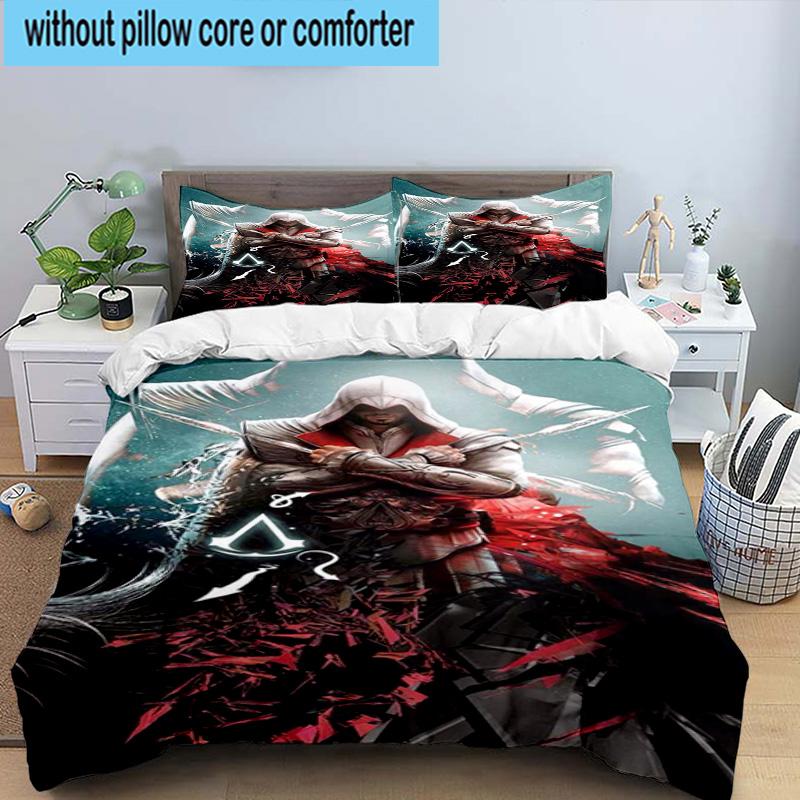 1PC Assass Warrior 3pcs Bedding,Including 1pc Duvet Cover And 2pcs Pillowcases Perfect for Christmas,Ideal for Bedroom, Dormitory