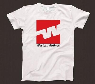 Western Airlines T-shirt 718 Retro Amerikanskt Flyg Kalifornien Alaska Pan Am TWA BOAC