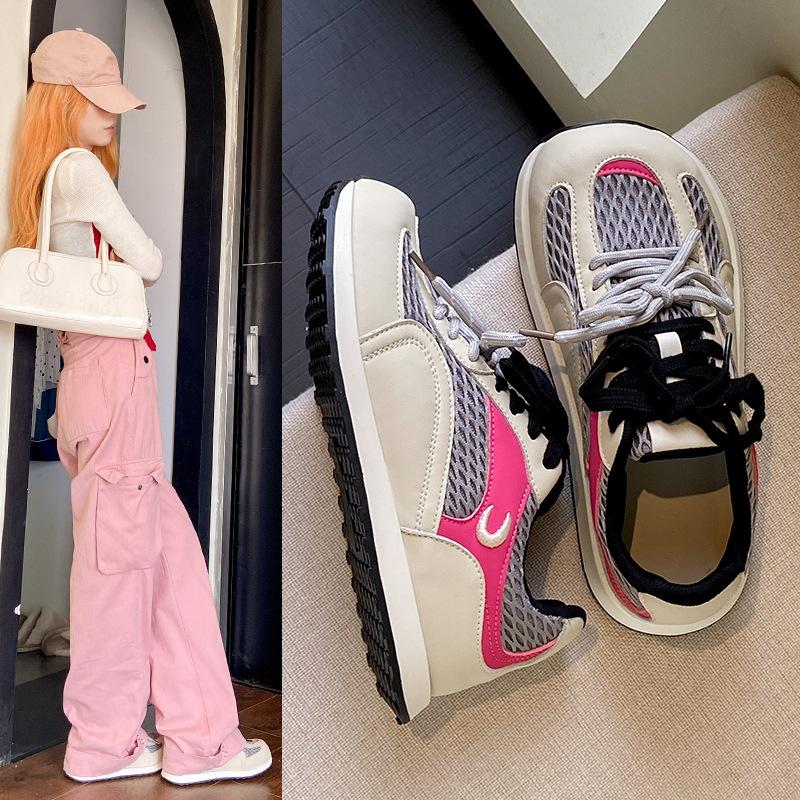 Plateausohlen-Deutsche Trainingsschuhe Damen 2025 Sommer neu vielseitig atmungsaktives Mesh Freizeit Sport Forrest Gump Schuhe großer Kopf hässliche süße Schuhe