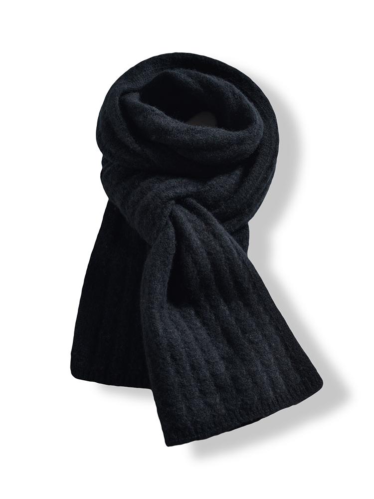 100% Cashmere Twisted Flower Thick Knitted Scarf For Women Multifunctional Solid Color Versatile Warm And Neck Protection Scarf