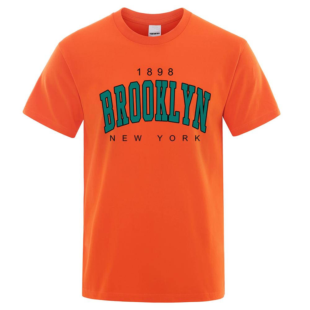 

1898 Brooklyn New Your USA City Street Printed T-shirts Men O-Neck Oversize Short Sleeve T Shirt Airwear Tees 3XL