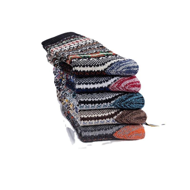 5 Pairs of Men's New Autumn and Winter National Style Thick Line Thick Warm Rabbit Wool Tube Socks