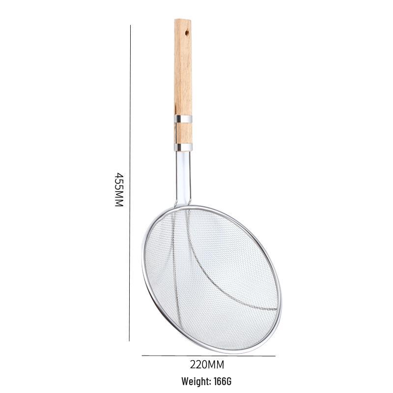 Große Nudelsieb-Schöpfkelle aus Edelstahl & Holz