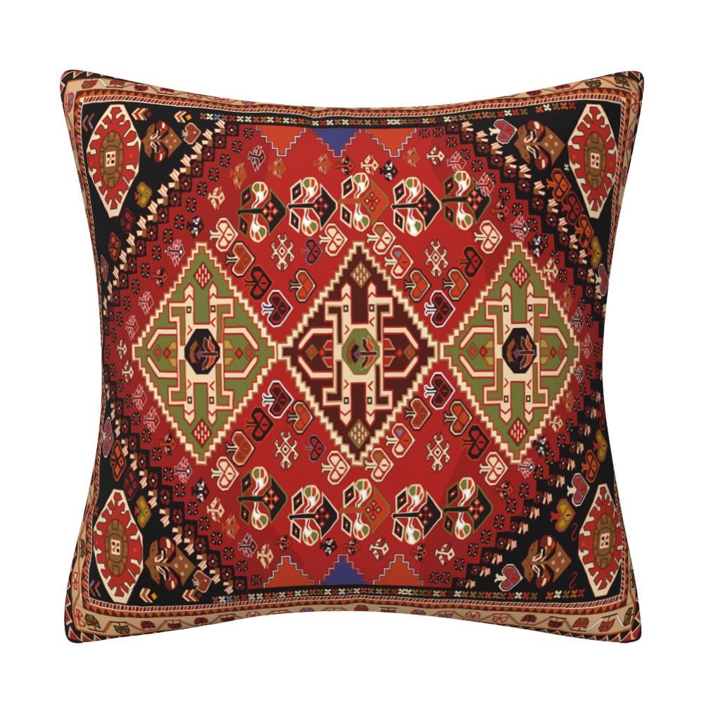 Kissenbezug inspiriert von türkischen Teppichen: Traditionelles Medaillonmuster in sattem Rot & Marineblau Böhmische Wohnkultur Kissenbezug