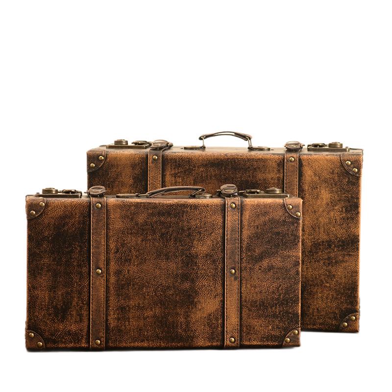 Vintage European Leather & Wood Handbag - Nostalgic Display & Storage Box