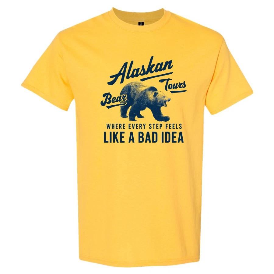 Alaskan Tours Bear T Shirt Like a Bad Idea Funny Vintage Alaska Graphic Tee XS