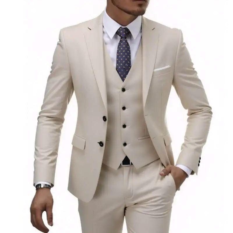 

3 Piece Suit Jacket Vest Trousers Fashion Men s Casual High Quality Business Slim Groom Wedding Formal Suit Jacket Trousers S