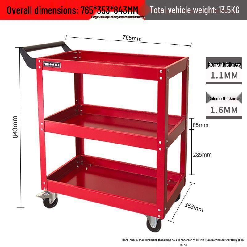 Three-Layer Mobile Tool Cart with Storage Shelves